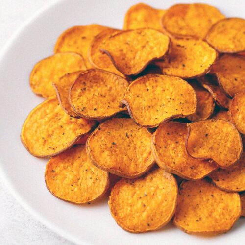 Korenené batatové čipsy v teplovzdušnej fritéze