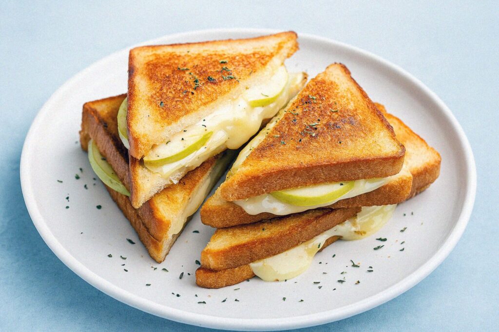 Toast so syrom Brie, jablkami a maslom v teplovzdušnej fritéze