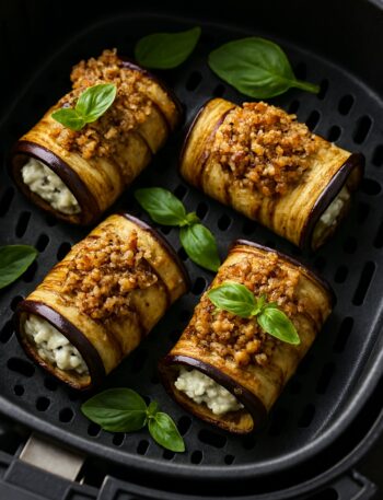 Plnené baklažánové rolky s feta syrom a orechovou krustou