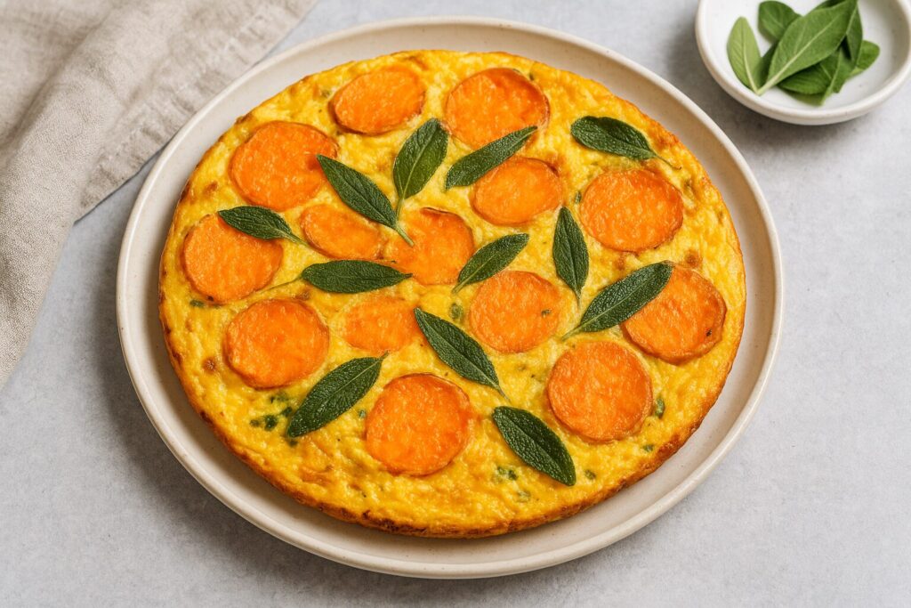 Batátová frittata so šalviou v teplovzdušnej fritéze