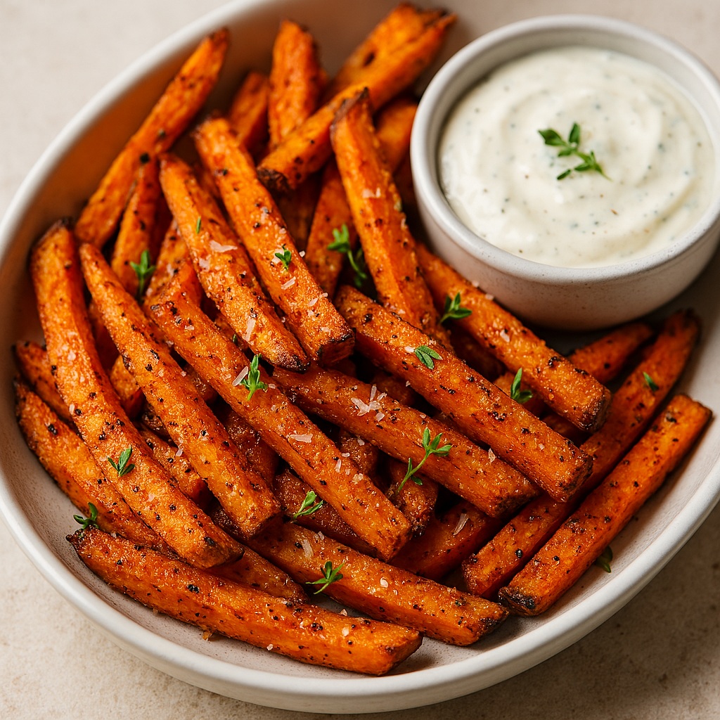 Chrumkavé batátové hranolky v teplovzdušnej fritéze