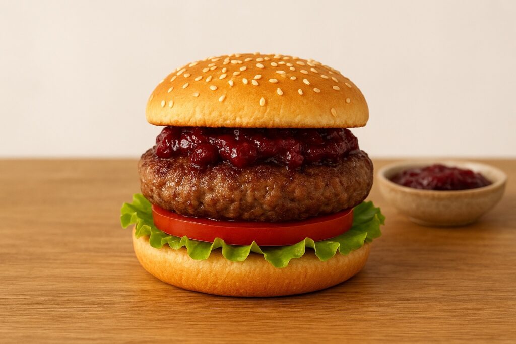 Divinový burger so slivkovým čatní v teplovzdušnej fritéze