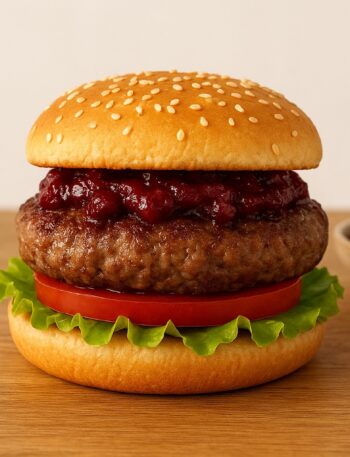 Divinový burger so slivkovým čatní v teplovzdušnej fritéze