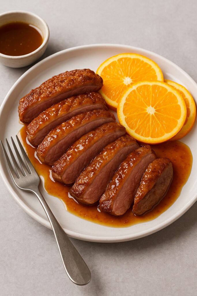 Kačacie prsia s pomarančovou glazúrou v teplovzdušnej fritéze