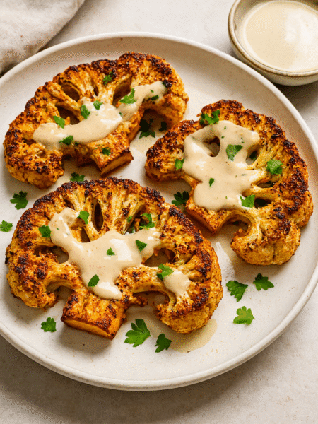 Karfiolové steaky s tahini z teplovzdušnej fritézy