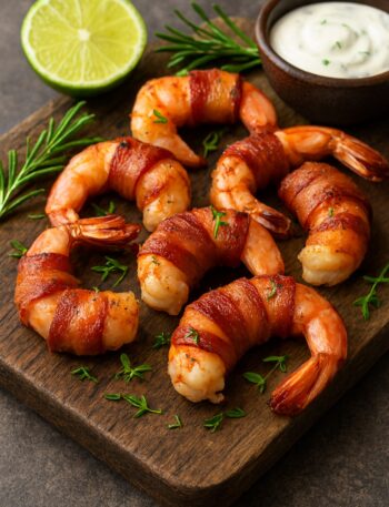 Krevety v slaninovom kabátiku z teplovzdušnej fritézy