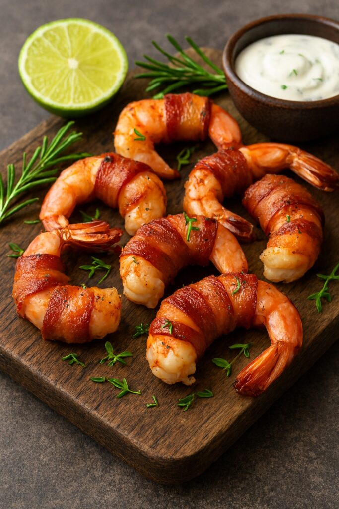 Krevety v slaninovom kabátiku z teplovzdušnej fritézy