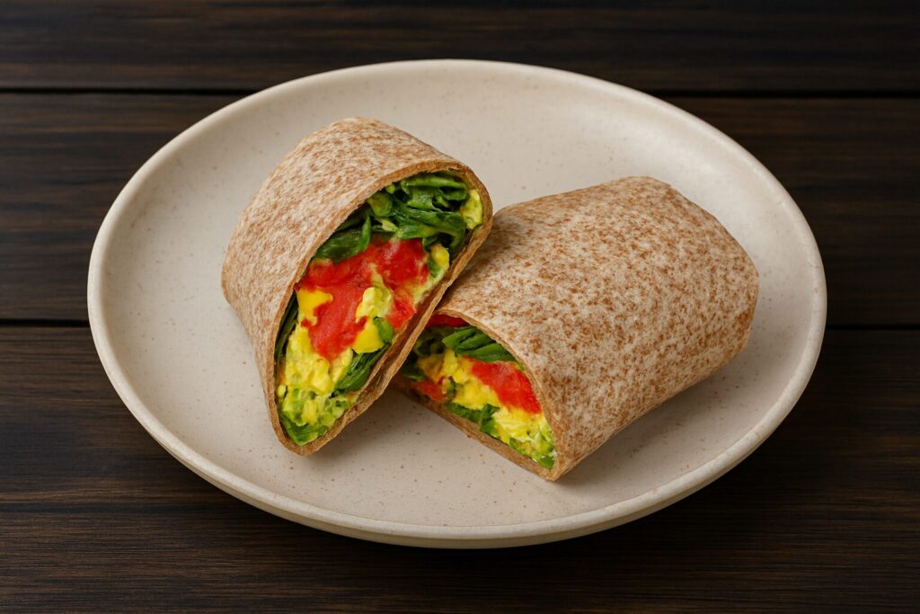 tortilla plnena vajickom a zeleninou