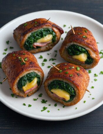 Bravčové rolky plnené špenátom a syrom v teplovzdušnej fritéze / rúre