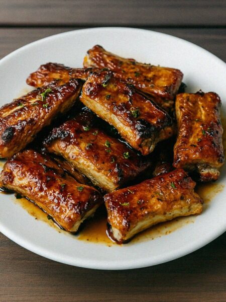 Bravčové rebierka medovo‑bylinkové v teplovzdušnej fritéze / rúre