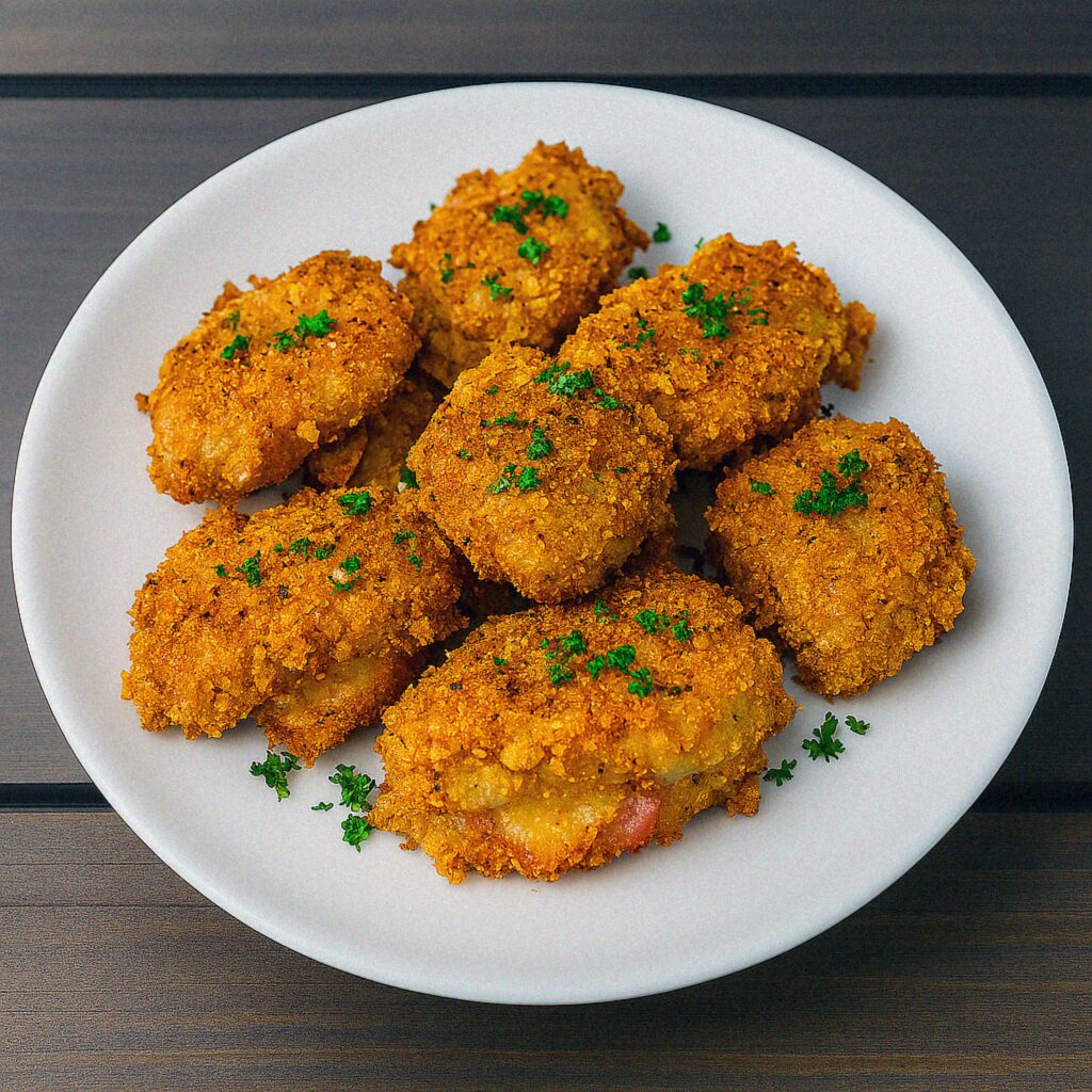 Bravčové kúsky v cornflakes v teplovzdušnej fritéze / rúre