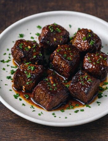 Hovädzie kúsky s cesnakovou glazúrou v teplovzdušnej fritéze / rúre