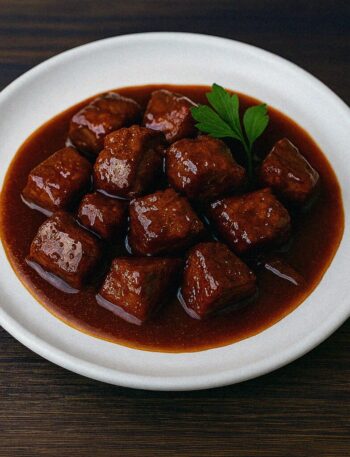 Hovädzie mäso so slanou karamelovou omáčkou v teplovzdušnej fritéze / rúre