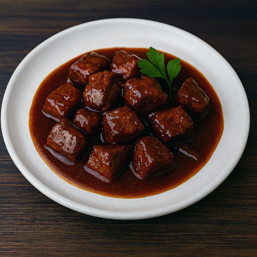 Hovädzie mäso so slanou karamelovou omáčkou v teplovzdušnej fritéze / rúre