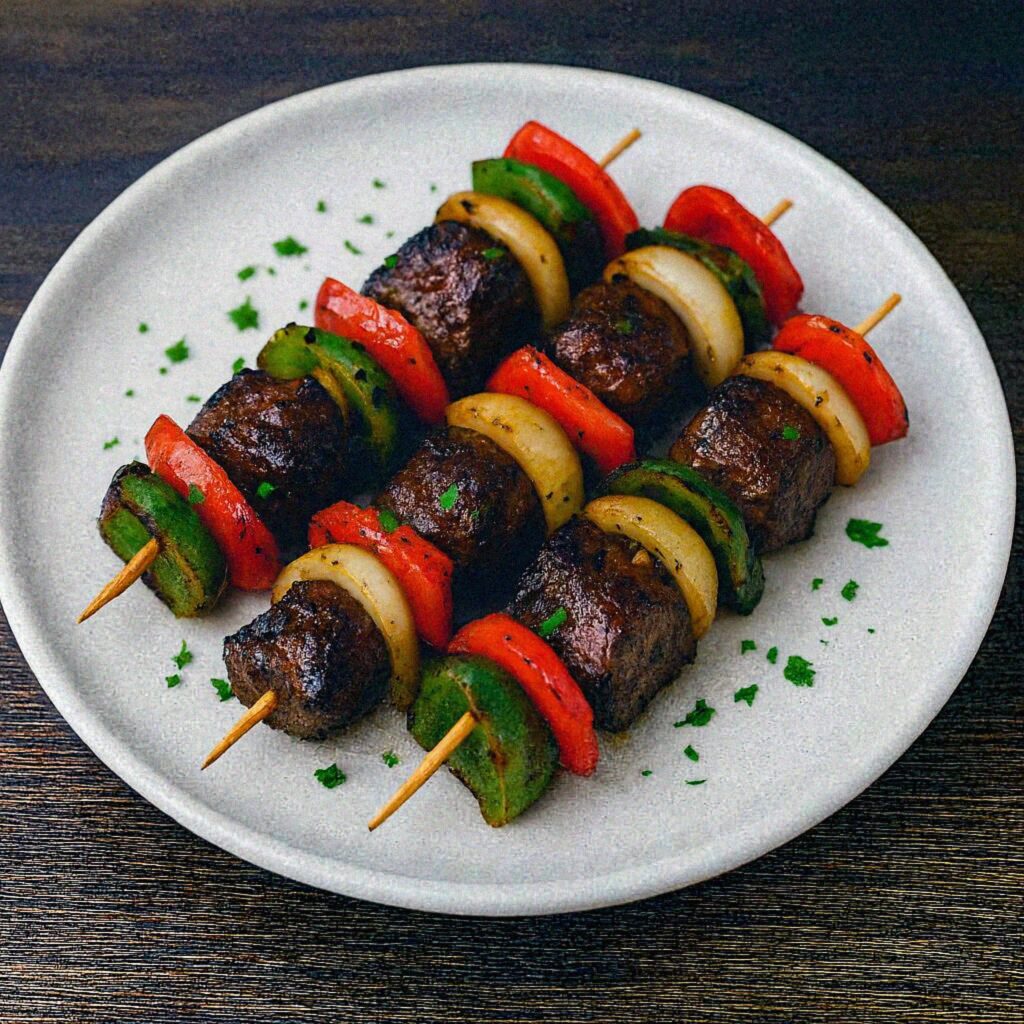 Hovädzie špízy s cesnakom v teplovzdušnej fritéze / rúre