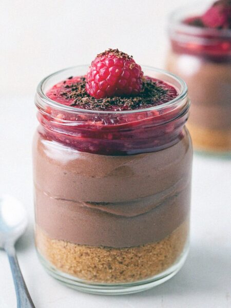 Čoko-malinový cheesecake v pohári (nepečený)