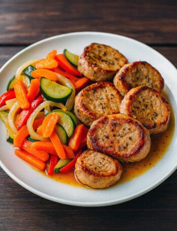 Bravčové medailónky v teplovzdušnej fritéze / rúre s dusenou zeleninou