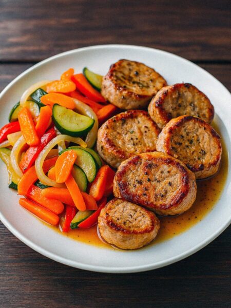 Bravčové medailónky v teplovzdušnej fritéze / rúre s dusenou zeleninou