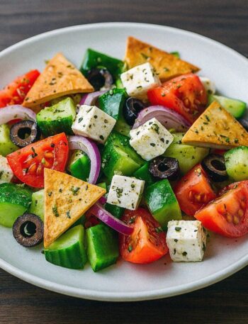 Grécky šalát s pita chlebom v teplovzdušnej fritéze / rúre