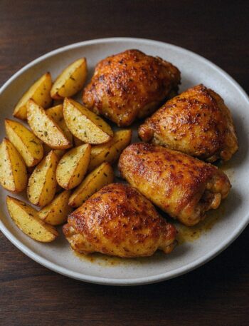 Kuracie stehná so zemiakmi v teplovzdušnej fritéze / rúre