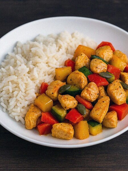 Kuracie soté v teplovzdušnej fritéze / rúre + ryža