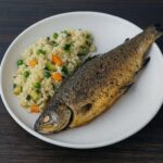 Pstruh v teplovzdušnej fritéze + zeleninové rizoto